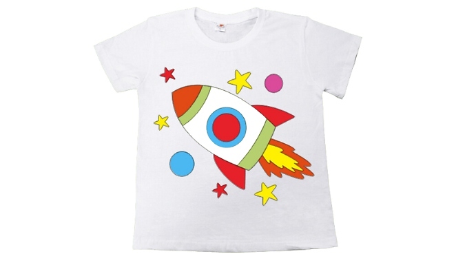 Colour-In DIY T-Shirt with 12 Washable Magic Pens - 15 Designs, 8 Sizes