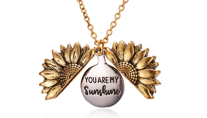 Flower 'You Are My Sunshine' Pendant Necklace - 4 Colours