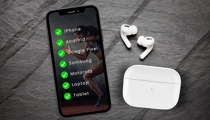 Pro 6 Touch Universal Wireless Earbuds & Charging Case at Go Groopie