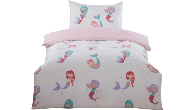 Cute Mermaid Reversible Duvet Set - 2 Sizes