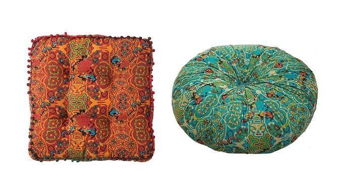 Boho Linen Meditation Floor Cushion - 2 Shapes, 2 Colours
