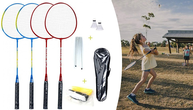 4-Player Badminton Racket, Shuttlecock & Net Set