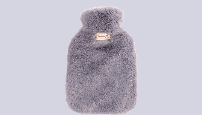 Hot Water Bottle With Fluffy Cover - 6 Colours & 2 Sizes