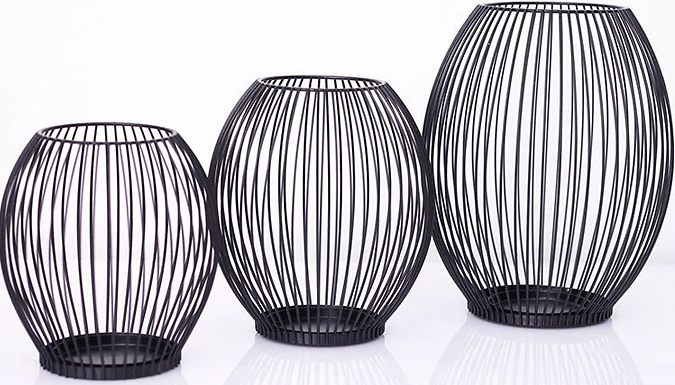 Birdcage Shape Black Iron Candle Holder - 3 Sizes