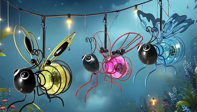 3-Piece Solar LED Hanging Insect Decorations