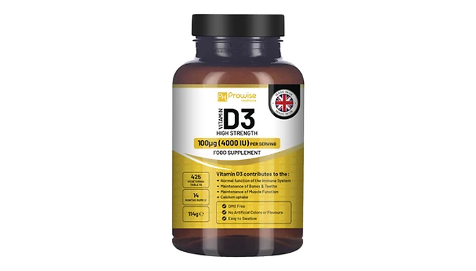 Vitamin D3 4000IU High Strength - 425 Vegetarian Tablets