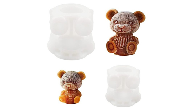 2 or 4 3D Teddy Bear Ice Cube Mould - 2 Sizes