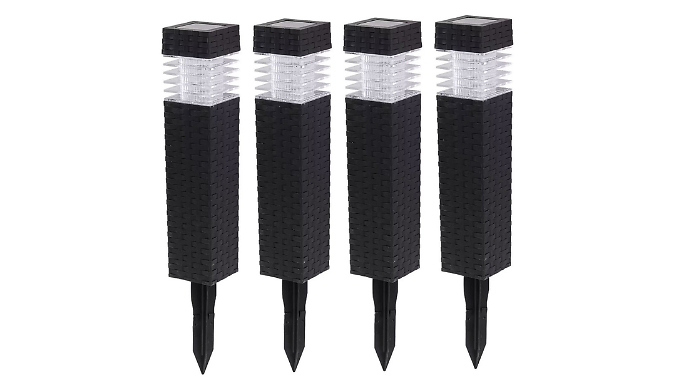 Solar LED Rattan-Style Pathway Lights - Pack of 4 or 8!
