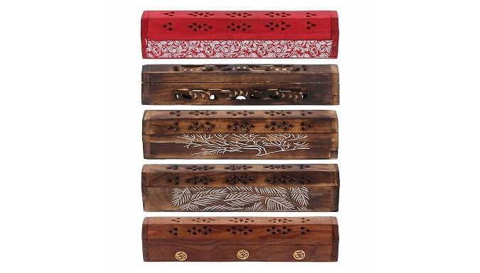 Wooden Incense Stick Holder with Ash Catcher - 5 Designs