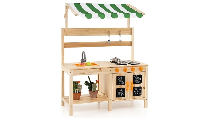 Outdoor Wooden Pretend Play Kitchen - With Accessories!