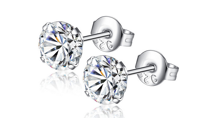 5ct Simulated Sapphire Crystal Stud Earrings