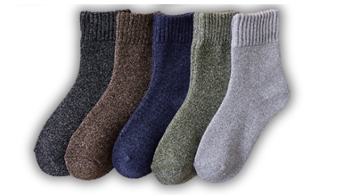 5 or 10-Pack of Warm Wool Socks - 5 Colours