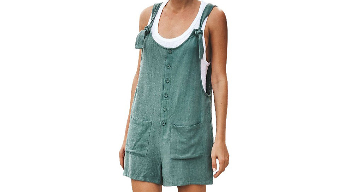 Casual Linen-Style Summer Playsuit - 3 Colours & 5 Sizes