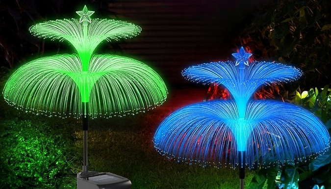 2-Pack of LED Solar Colour-Changing Garden Jellyfish Lights - 9 Styles