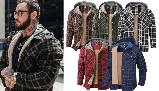 Mens fleece lined plaid jacket best sale