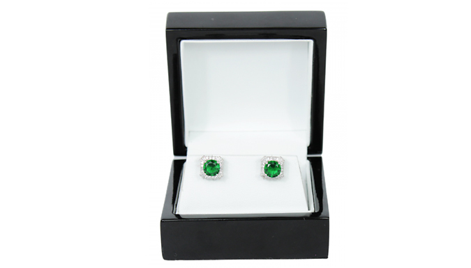 Green Circle-Cut Created Diamond Stud Earrings