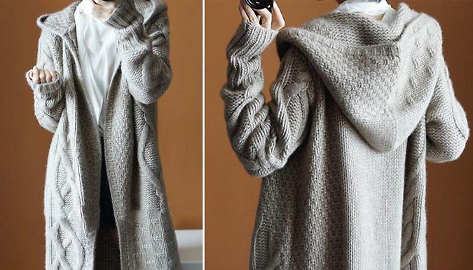 Long Knitted Hooded Cardigan - 3 Colours