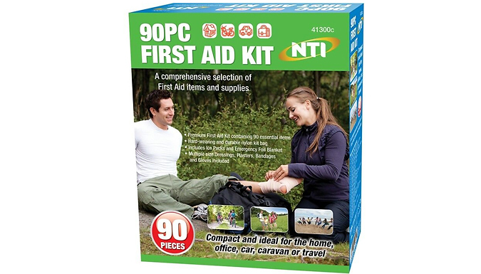 90-Piece First Aid Kit With Plasters, Bandages & More!