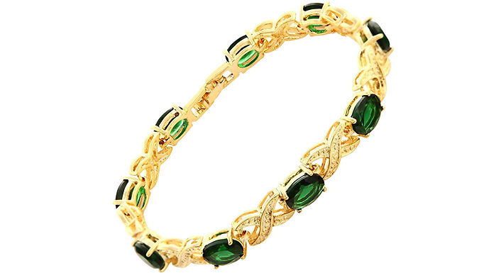 Green Gemstone Love and Kisses Created Diamond Bracelet