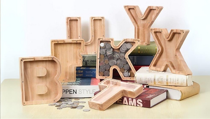 Creative A-Z Letters Wooden Transparent Money Box - 26 Letters