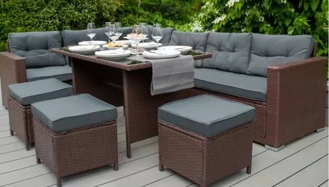 9-Seater Rattan Garden Corner Sofa Set - 3 Colours