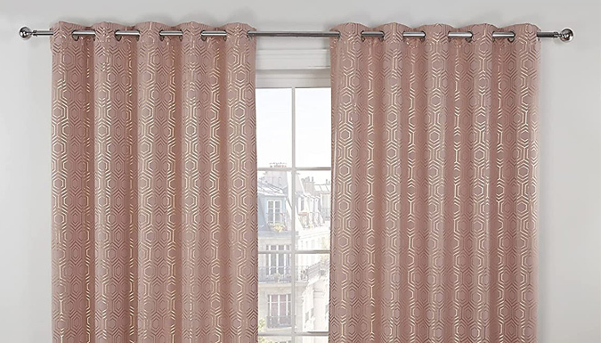 Geometric Woven Thermal Blackout Curtains - 3 Colours & 7 Sizes