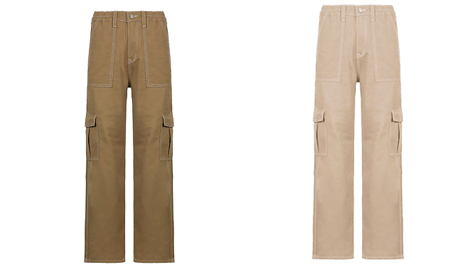 Women’s High Waist Cargo Pants – 2 Colours & 3 Sizes Offer Price £17.99