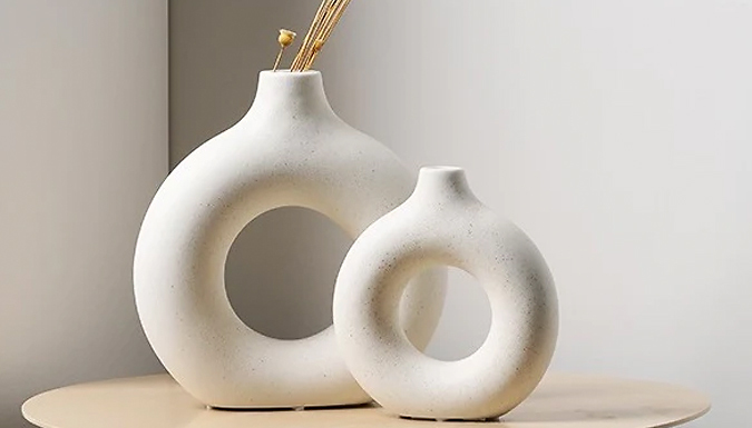 Modern Donut-Shaped Ceramic Vase - 2 Sizes & 4 Colours