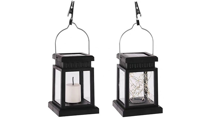 1 or 2 Solar Outdoor Hanging Lanterns - 2 Styles