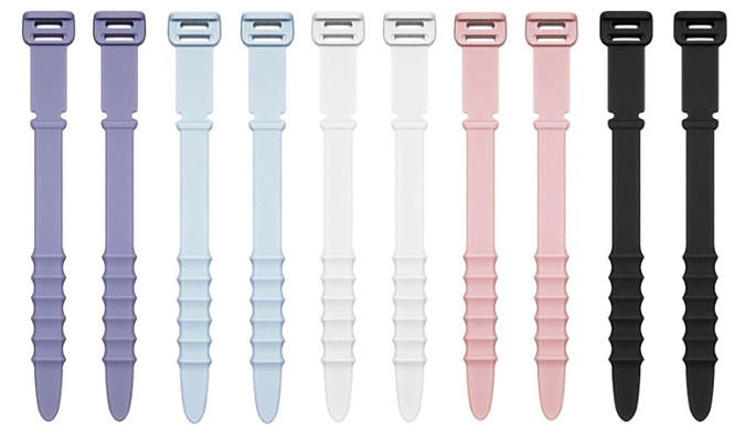 20-Pack Reusable Silicone Cable Ties - 7 Colours