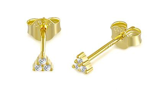 Pair of Sterling Silver Cubic Zircon Stud Earrings - 2 Colours