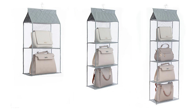 2, 3 or 4-Layer Hanging Wardrobe Storage Organiser With Hook - 2 Colours