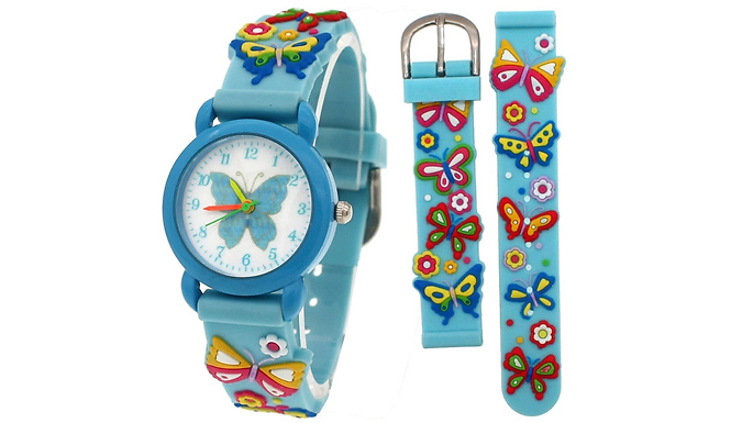 Kids 3D Butterfly Silicone Quartz Watch - 3 Colours