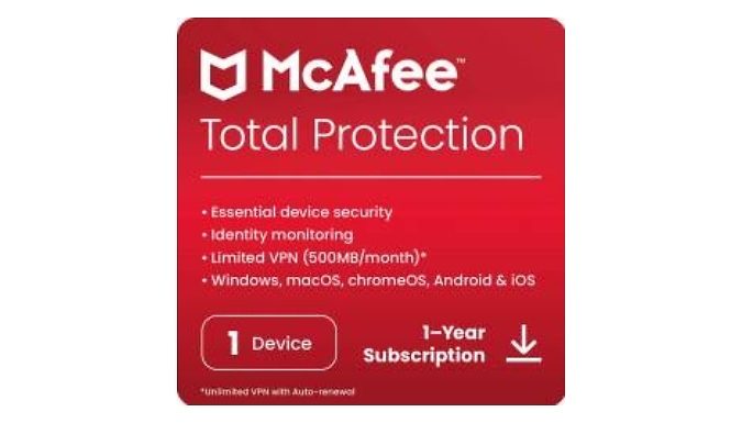 McAfee Total Protection 2025 - 1, 5 or 10 Devices!
