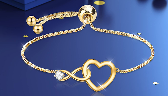 Infinity-Heart Crystal Adjustable Bracelet - 3 Colours