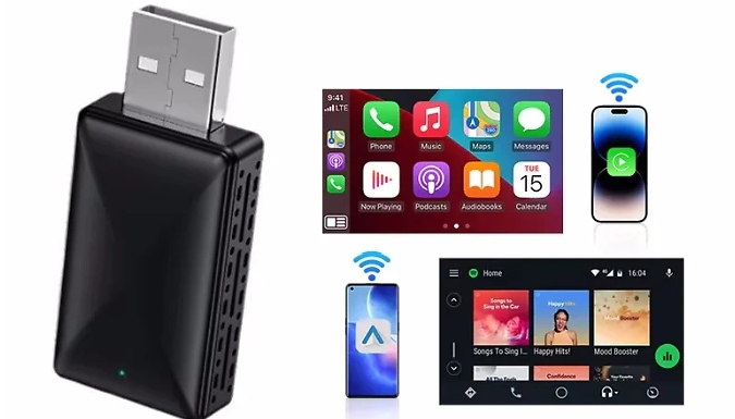 Go Groopie Prime Supply Wireless Smart Dongle Adapter for CarPlay & Android Auto