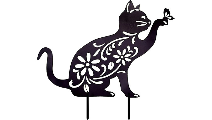 Acrylic Floral Cat Silhouette Garden Lawn Art at Go Groopie