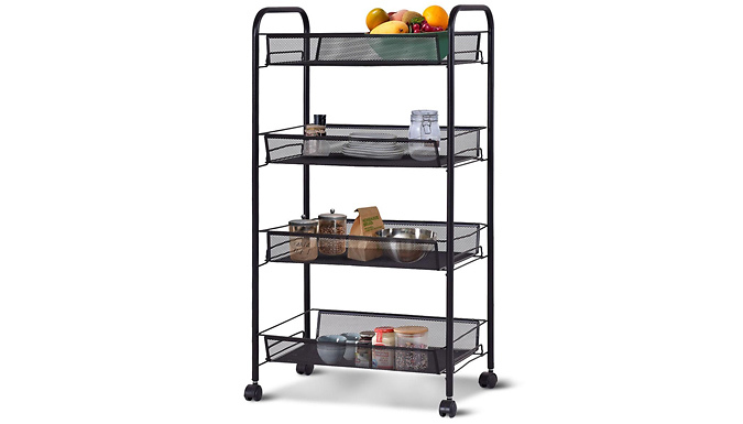 4-Tier Basket Shelf Kitchen Storage Trolley