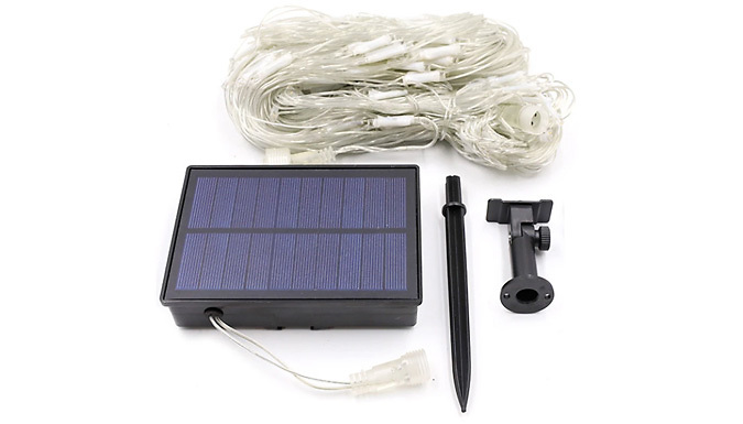 Solar-Powered LED Net Mesh String Lights – 4 Colours Deal Price £19.99