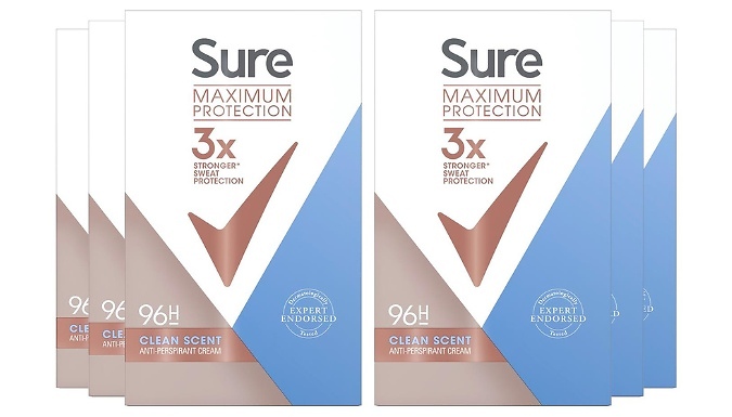 6-Pack Sure Women Maximum Protection Deodorant 45ml - 3 Scents!