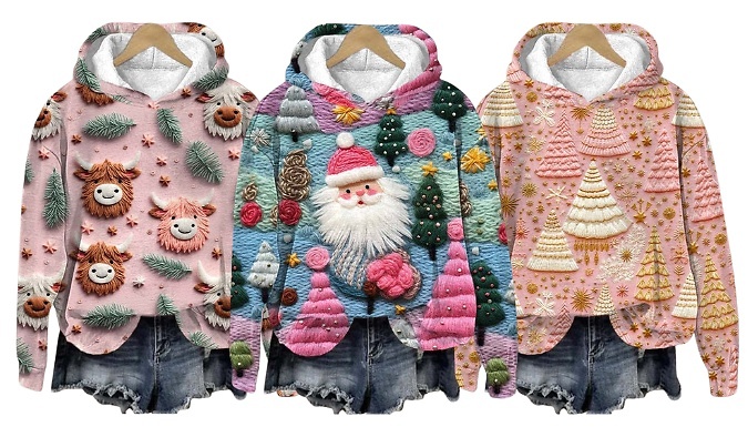 Women’s Festive Style Pullover Sweatshirt - 6 Styles & 11 Sizes