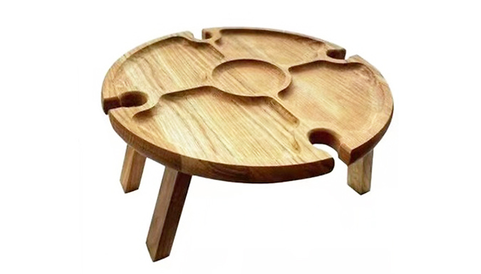 Folding Charcuterie Board Table with Wine Glass Holders