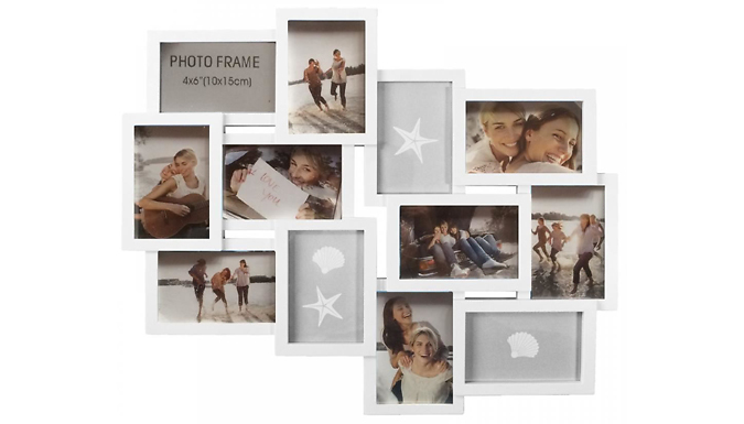 White Embossed 12-Picture Collage Photo Frame