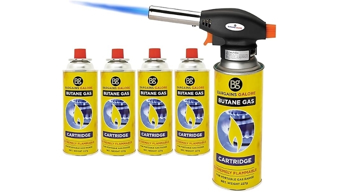 Butane Blow Torch with 4x Replacement Canisters