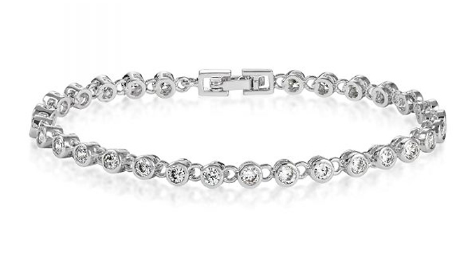 Cubic Zirconia Crystal Tennis Bracelet - Optional Box