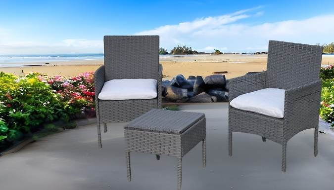 3-Piece Rattan Patio Table & Chairs Set - 3 Colours