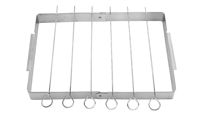 Foldable Stainless Steel Grill Rack - 6 Skewers Included!