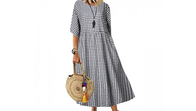 Plaid Loose Summer Dress - 4 Colours & 6 Sizes