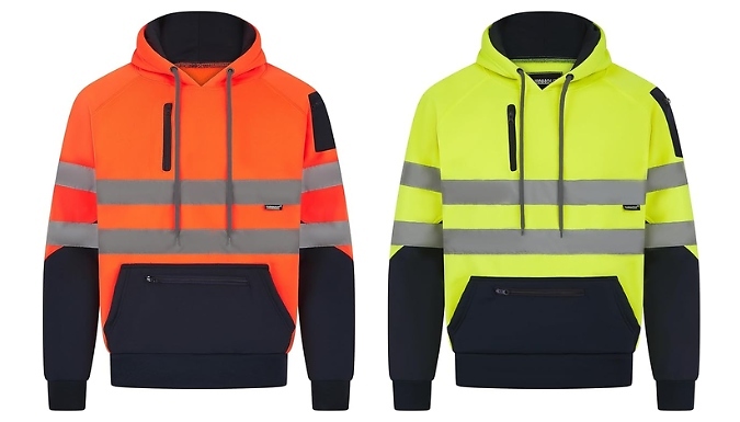 Men's Hi Vis Hooded Jumper - 2 Colours, 8 Sizes!