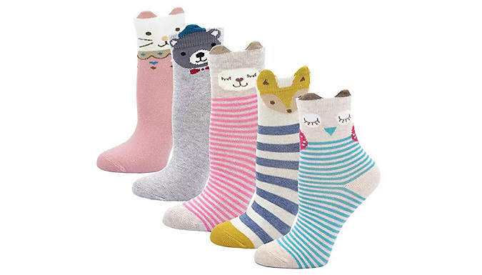 5 Pack Cute Toddler Animal Pattern Socks - 5 Size